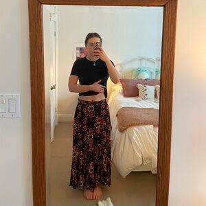 EARTHBOUND Black Floral Maxi Skirt